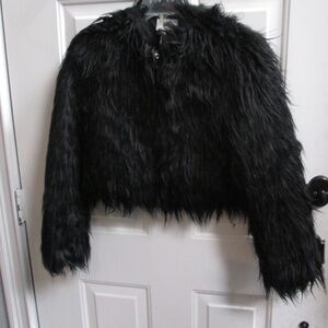 new A/X ARMANI EXCHANGE women's Black Faux Fur Crop Jacket Sz XS